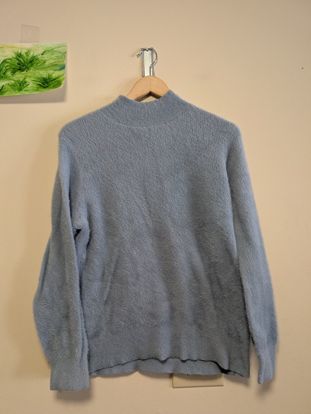 Bailey 44 Blue Eyelash Knit Mock Neck Sweater Medium Soft Cozy